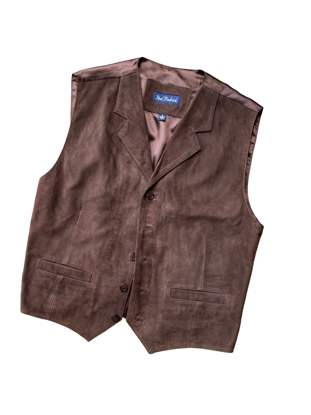 Paul Fredrick Brown Suede Tailored Vest